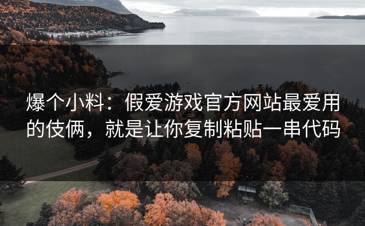 爆个小料：假爱游戏官方网站最爱用的伎俩，就是让你复制粘贴一串代码
