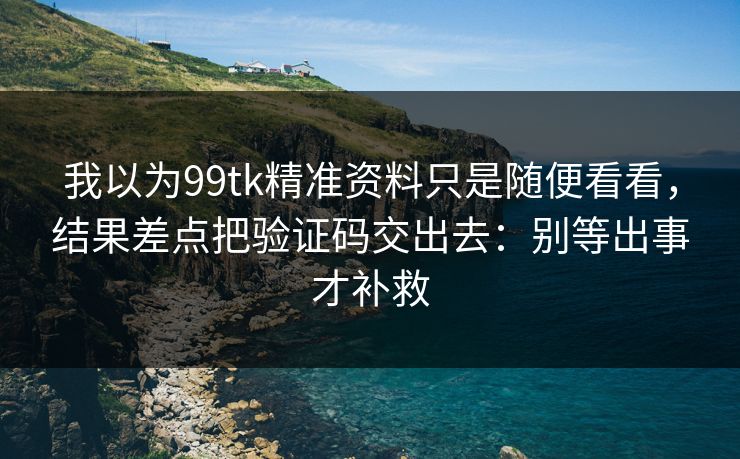 我以为99tk精准资料只是随便看看，结果差点把验证码交出去：别等出事才补救