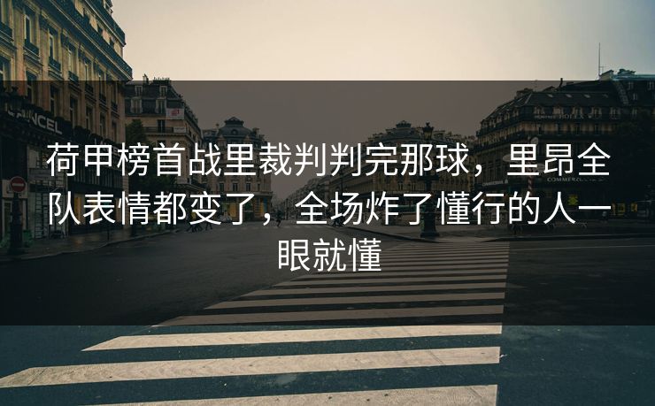 荷甲榜首战里裁判判完那球，里昂全队表情都变了，全场炸了懂行的人一眼就懂