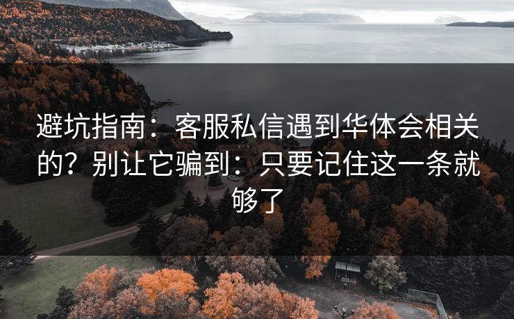 避坑指南：客服私信遇到华体会相关的？别让它骗到：只要记住这一条就够了